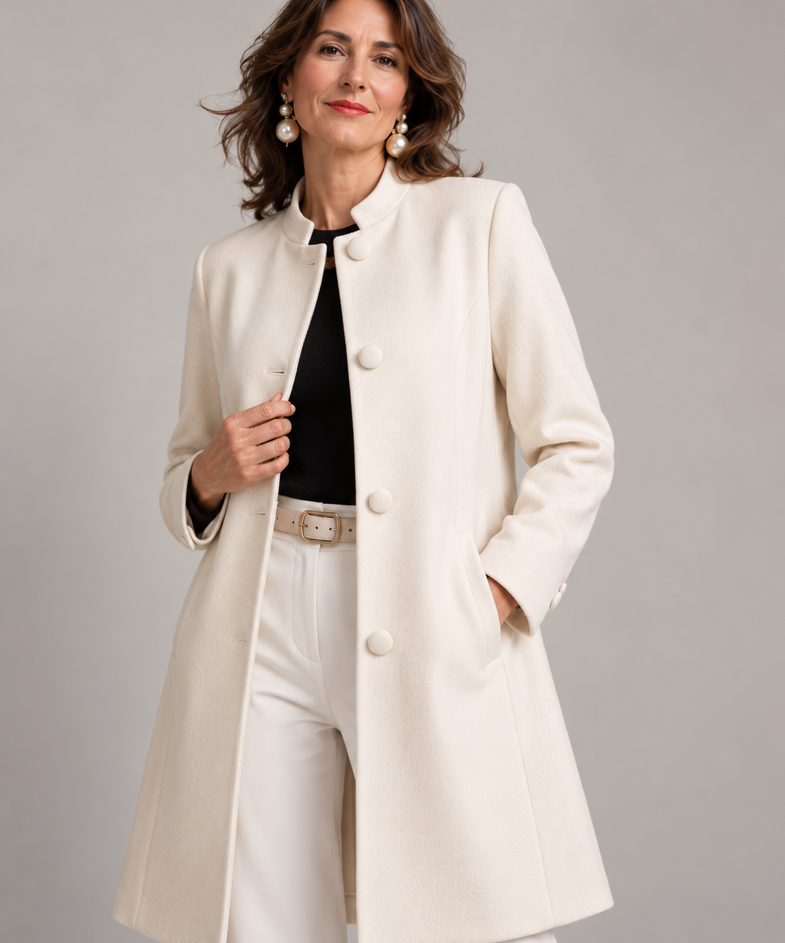 Hana | Élégant manteau cintré pour femme avec col montant