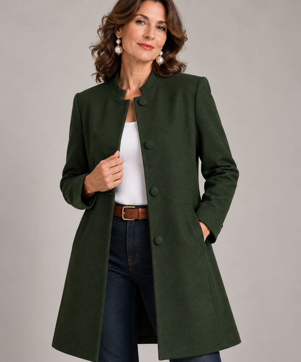 Hana | Élégant manteau cintré pour femme avec col montant