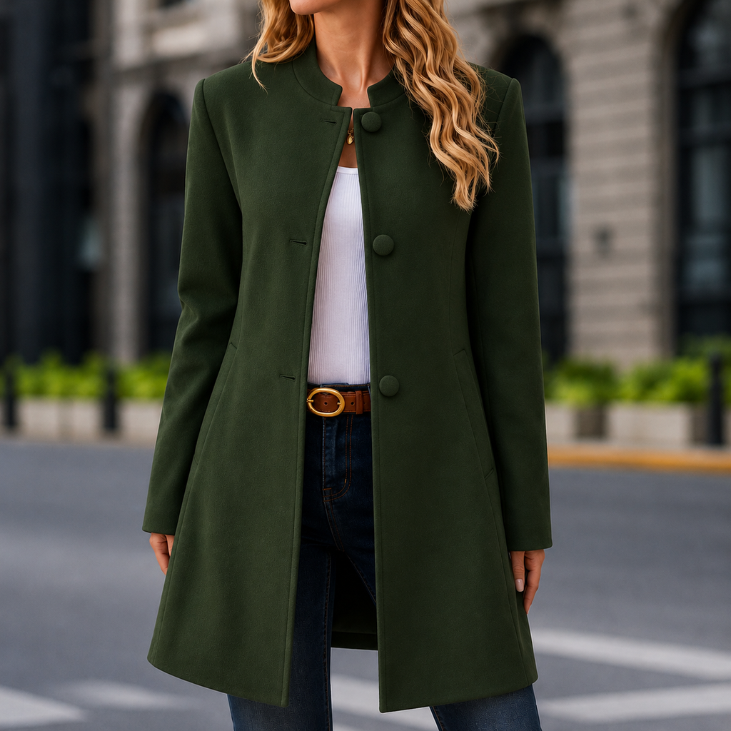 Hana | Élégant manteau cintré pour femme avec col montant