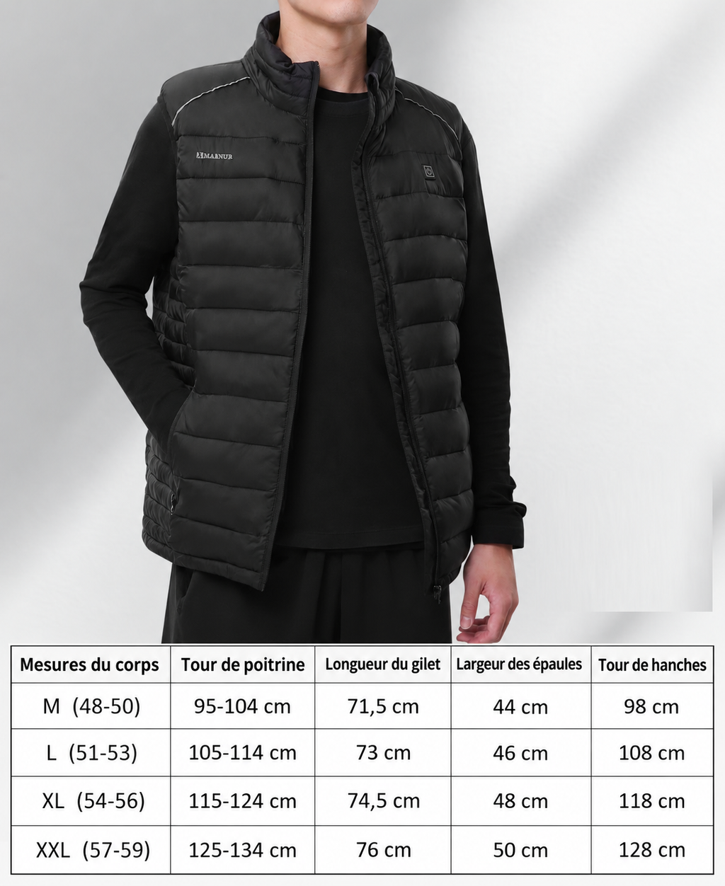 Jordan | Gilet chauffant sans manches à batterie 7,4V pour homme et femme