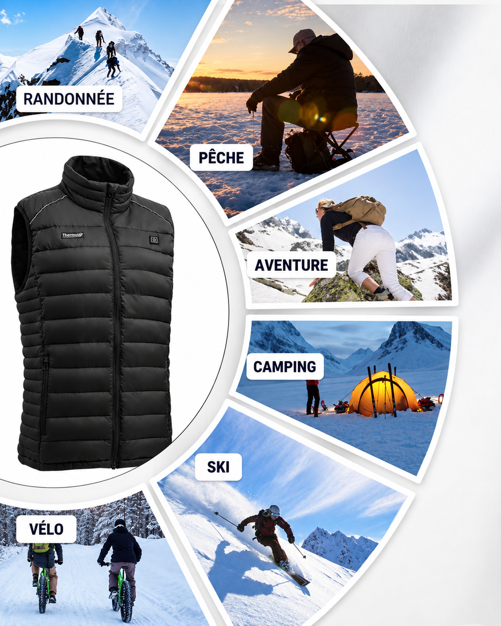 Jordan | Gilet chauffant sans manches à batterie 7,4V pour homme et femme