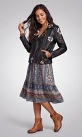 Janis | Veste Élégante en Cuir PU Brodé