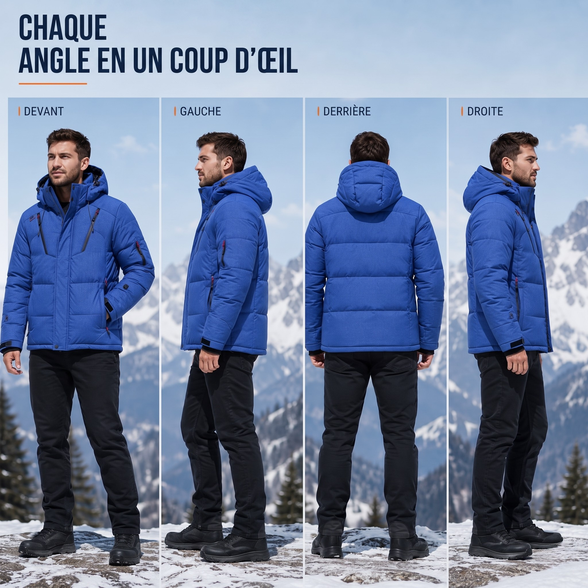 Sacha | Veste d'hiver rembourrée pour homme et femme à capuche amovible, coupe-vent et doublure épaisse