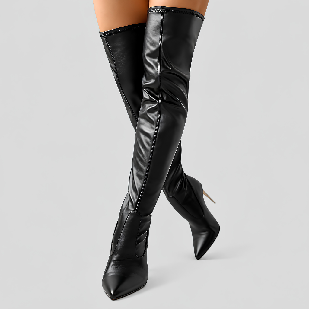 Amélie | Cuissardes hautes femme à talons aiguilles au-dessus du genou