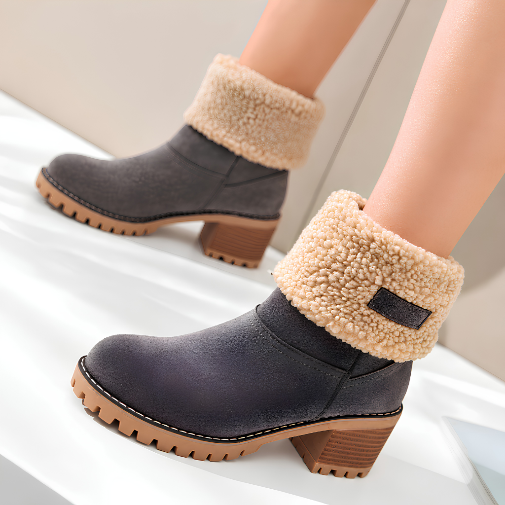 Dorothée | Bottines fourrées pour femme à tige doublée et semelle antidérapante