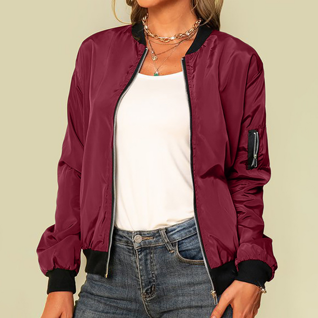 Blouson bomber léger pour femme à zip, style moderne