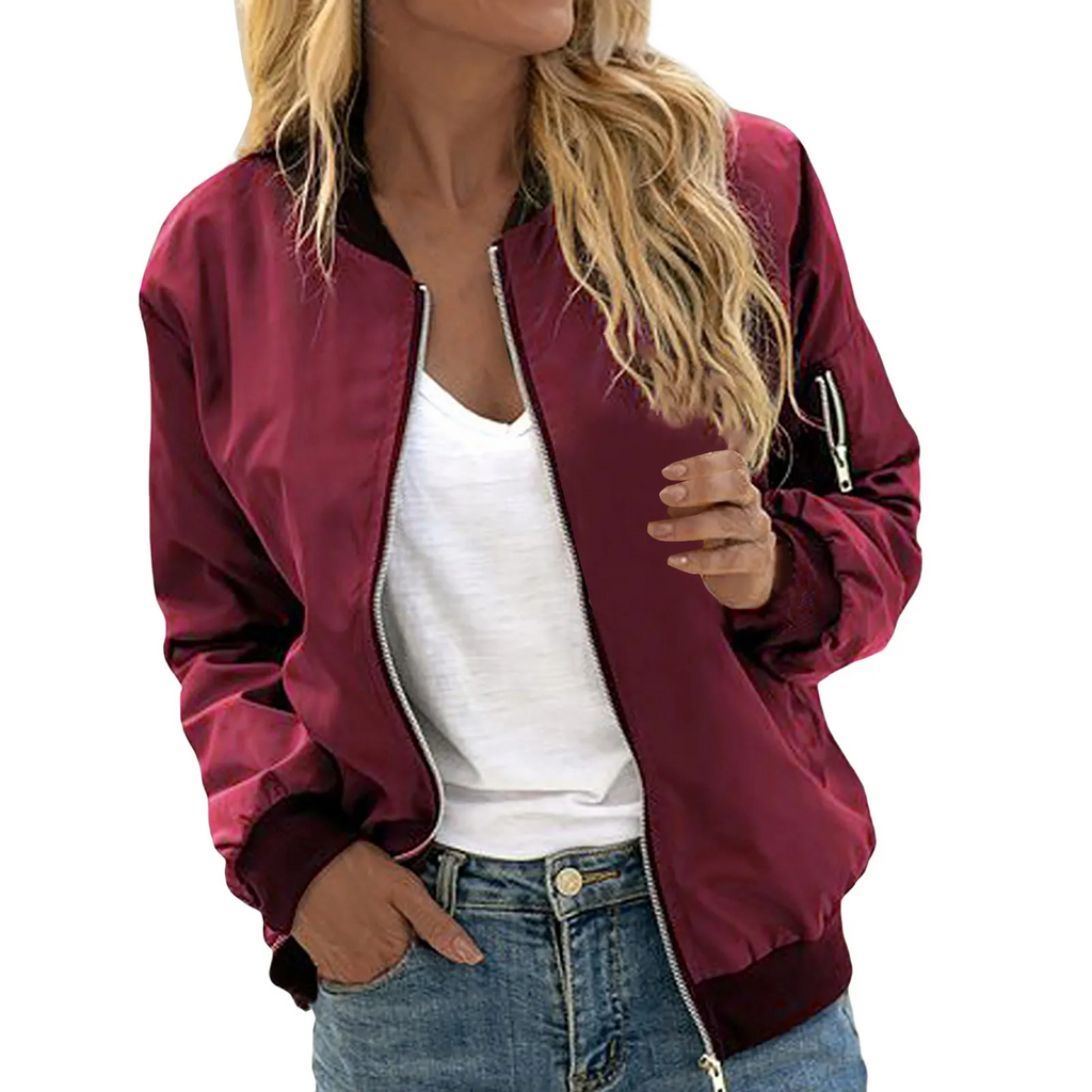 Blouson bomber léger pour femme à zip, style moderne
