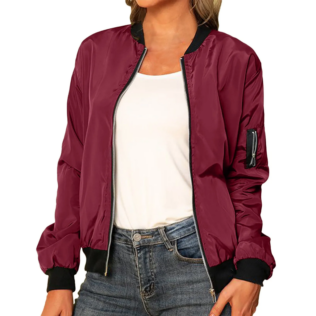 Blouson bomber léger pour femme à zip, style moderne