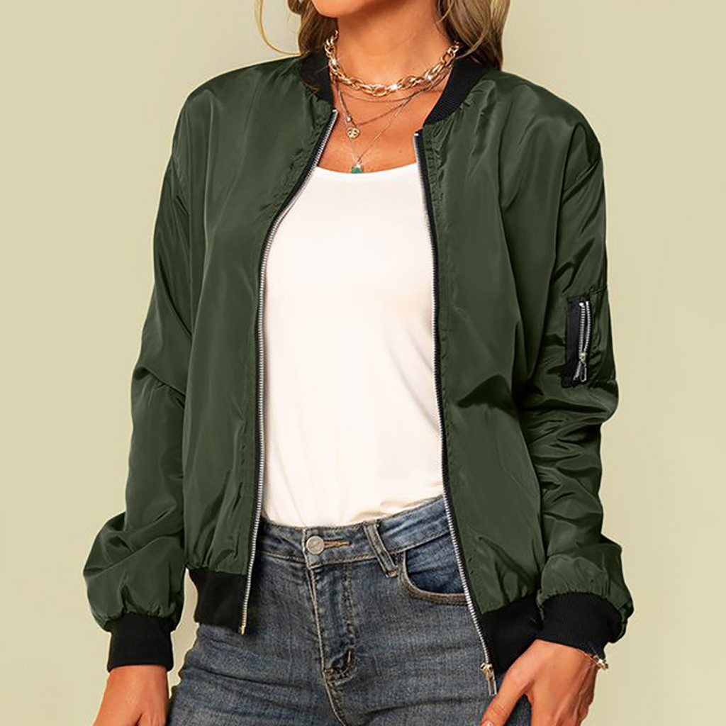 Blouson bomber léger pour femme à zip, style moderne