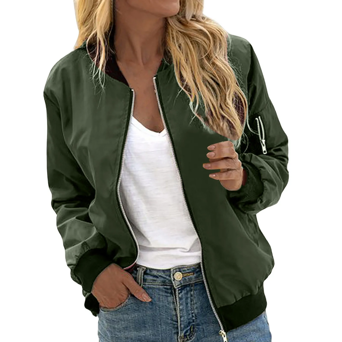 Blouson bomber léger pour femme à zip, style moderne