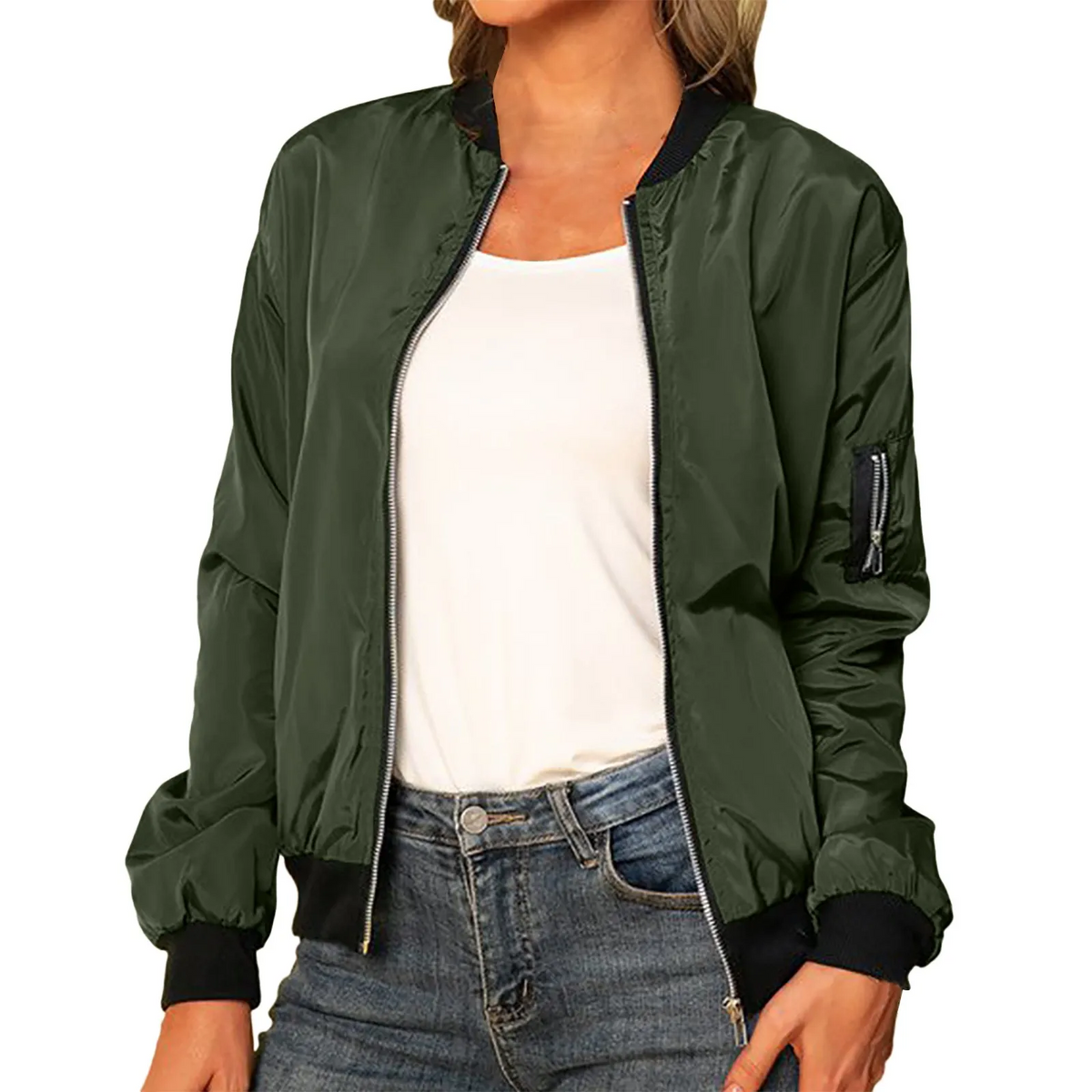 Blouson bomber léger pour femme à zip, style moderne