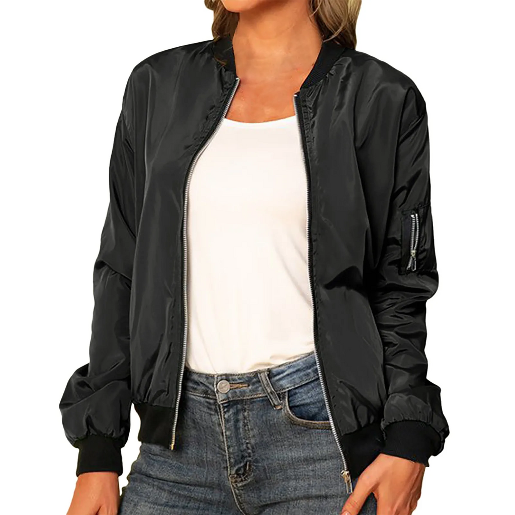 Blouson bomber léger pour femme à zip, style moderne