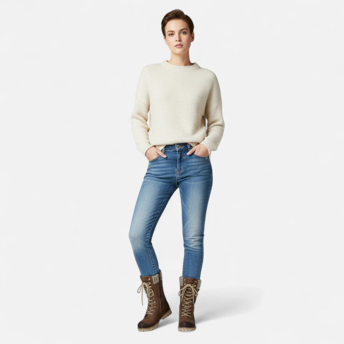 Bottes d'hiver fourrées à lacets pour femme