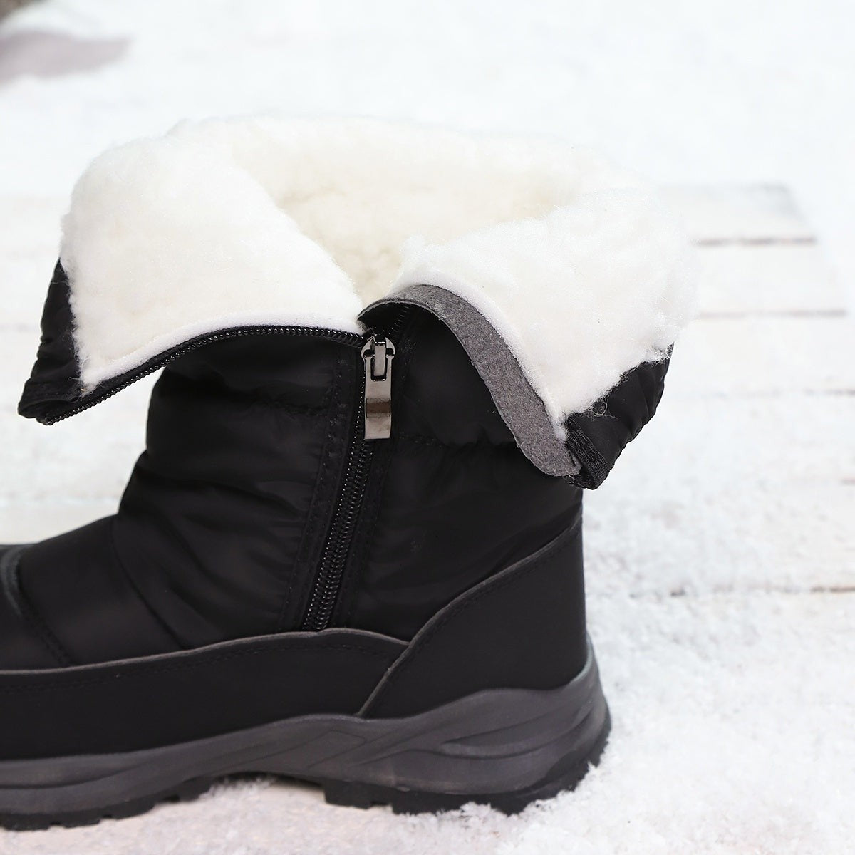 Bottes d'hiver fourrées pour femme, Doublure chaude et semelle crantée