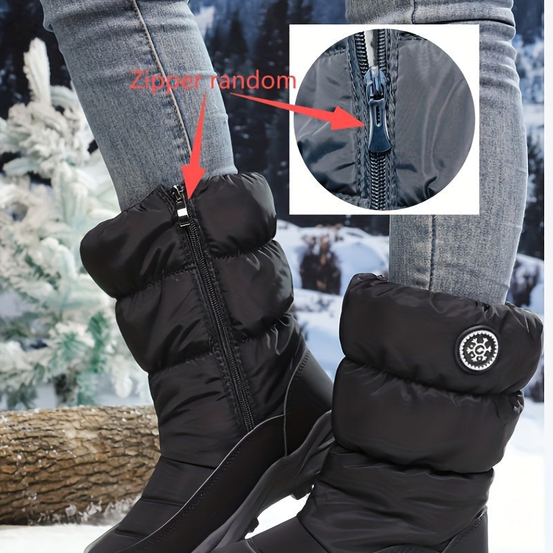 Bottes d'hiver fourrées pour femme, Doublure chaude et semelle crantée