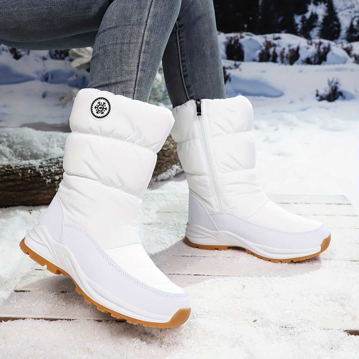 Bottes d'hiver fourrées pour femme, Doublure chaude et semelle crantée