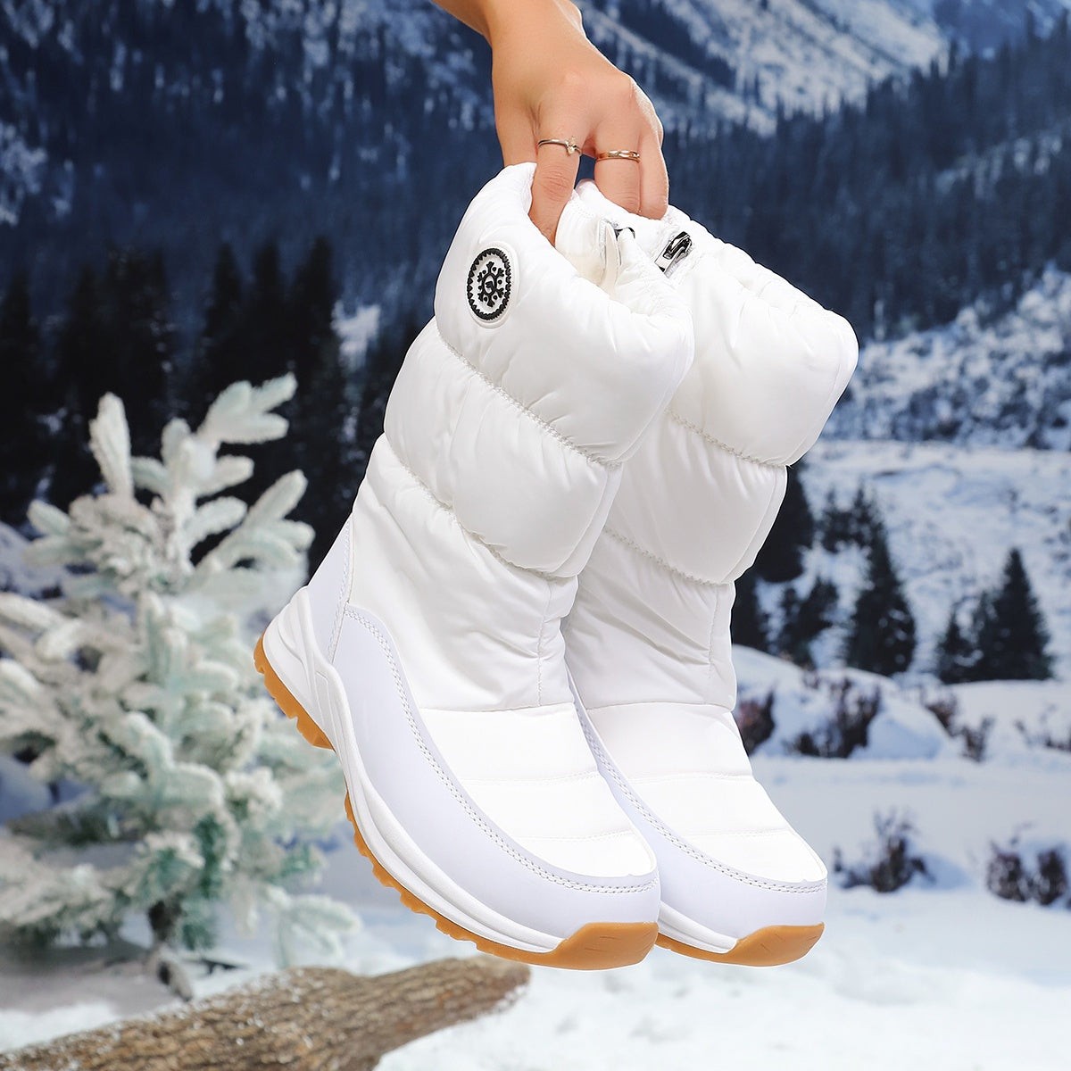 Bottes d'hiver fourrées pour femme, Doublure chaude et semelle crantée