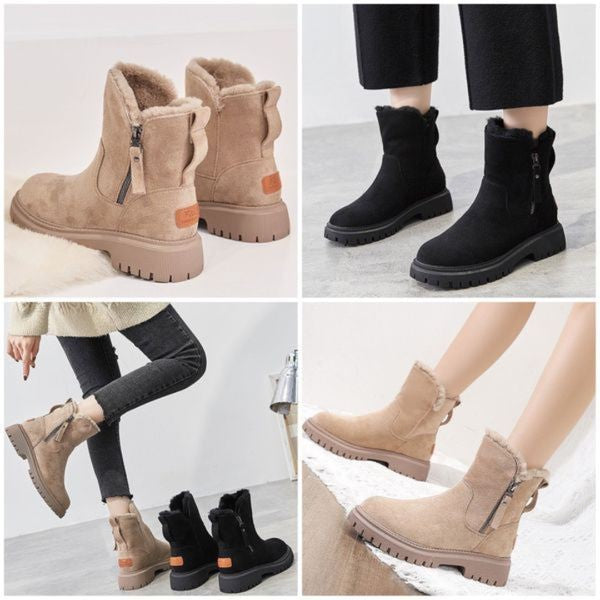 Bottes d'hiver imperméables doublées pour femme, Bottes beige