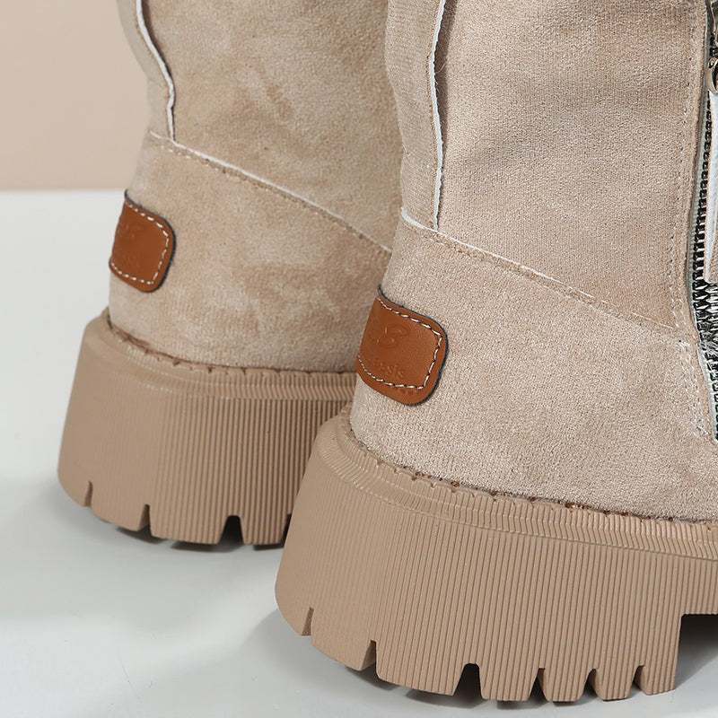 Bottes d'hiver imperméables doublées pour femme, Bottes beige