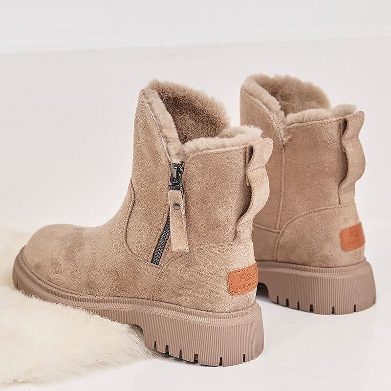 Bottes d'hiver imperméables doublées pour femme, Bottes beige