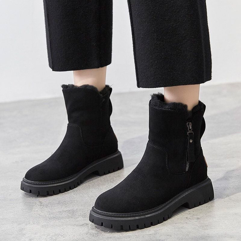 Bottes d'hiver imperméables doublées pour femme, Bottes beige