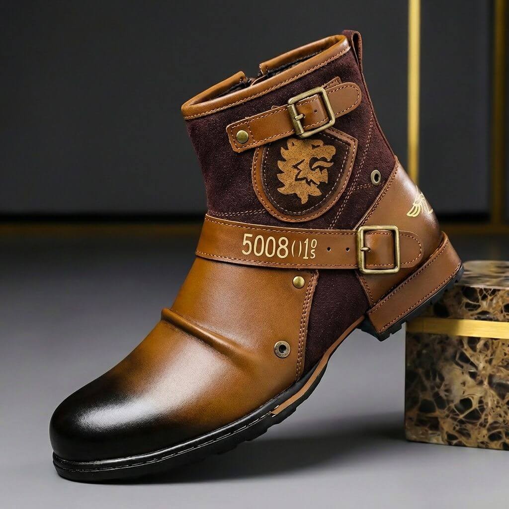 Bottes en cuir et daim marron pour femme, Élégantes et intemporelles