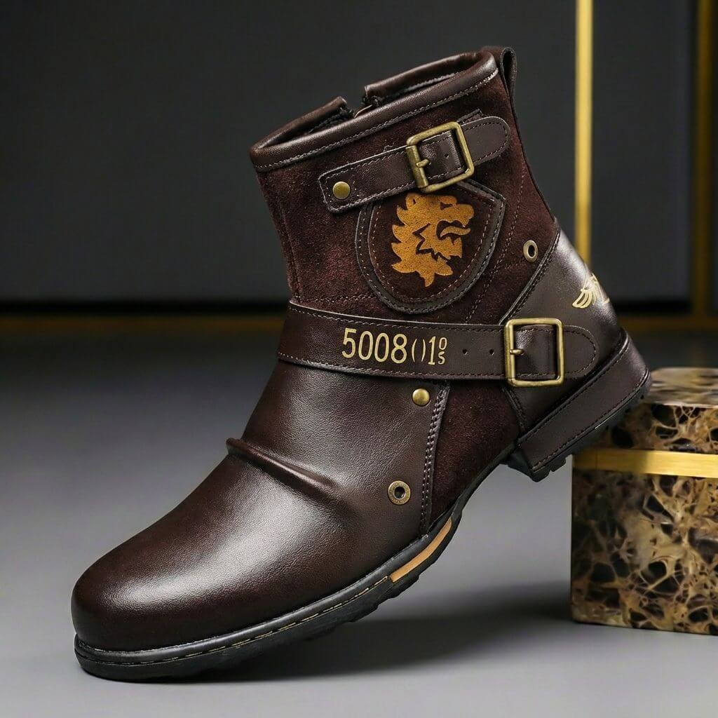 Bottes en cuir et daim marron pour femme, Élégantes et intemporelles