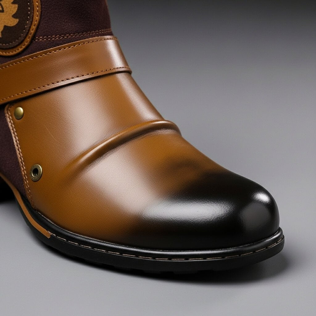 Bottes en cuir et daim marron pour femme, Élégantes et intemporelles
