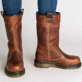 Bottes en cuir marron fourrées pour femme, Chaussures d'hiver doublées
