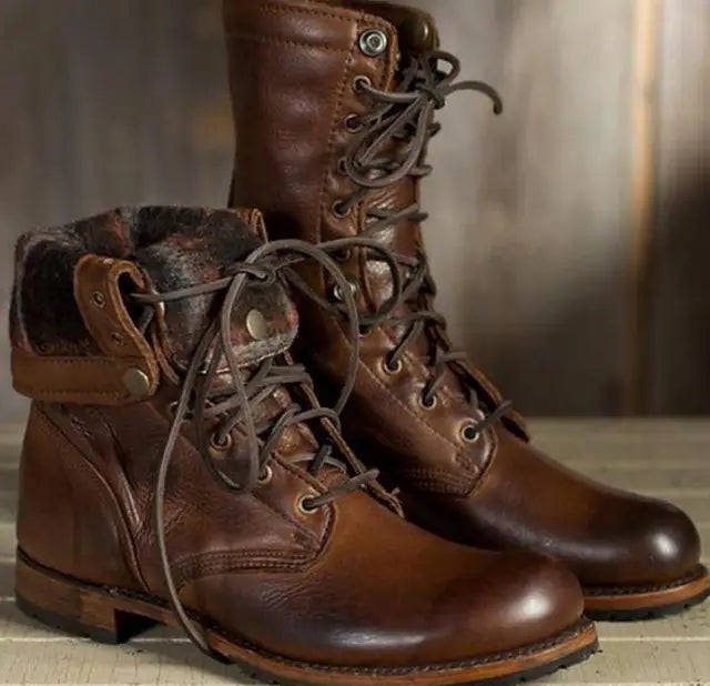 Bottes en cuir marron pour femme, Hiver