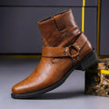 Bottes en cuir véritable marron, style vintage classique