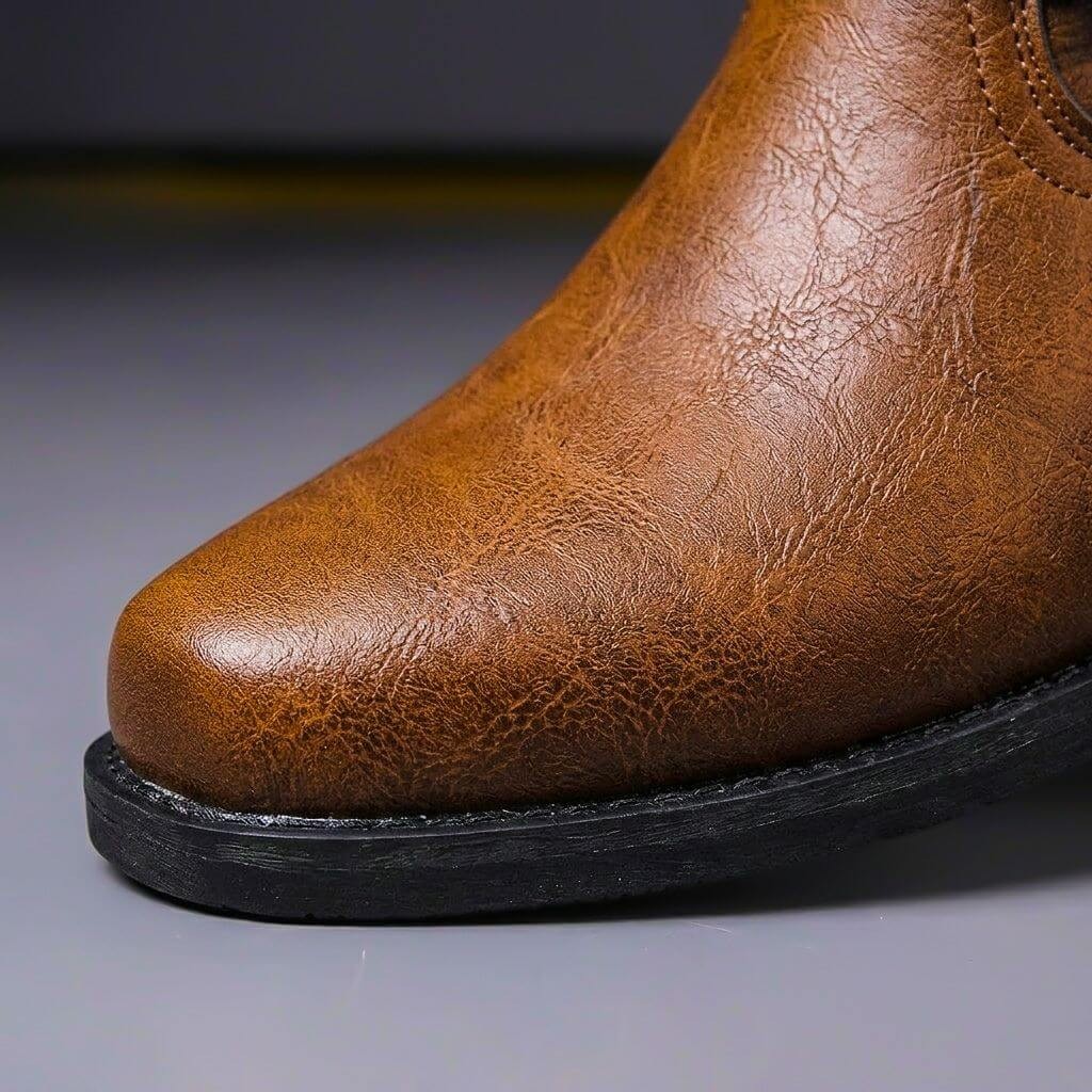 Bottes en cuir véritable marron, style vintage classique