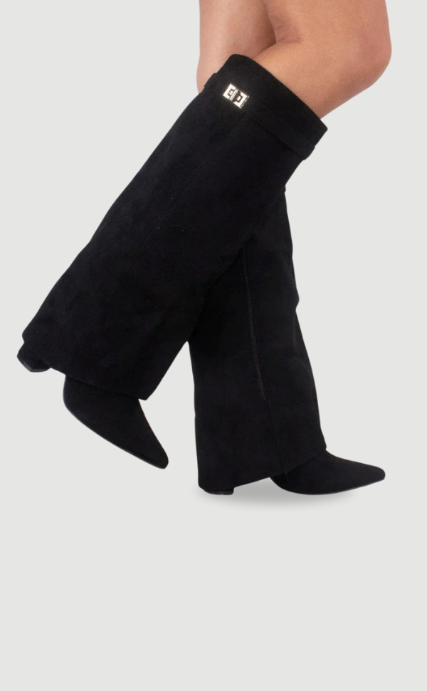 Bottes en daim beige pour femme avec fermoir doré