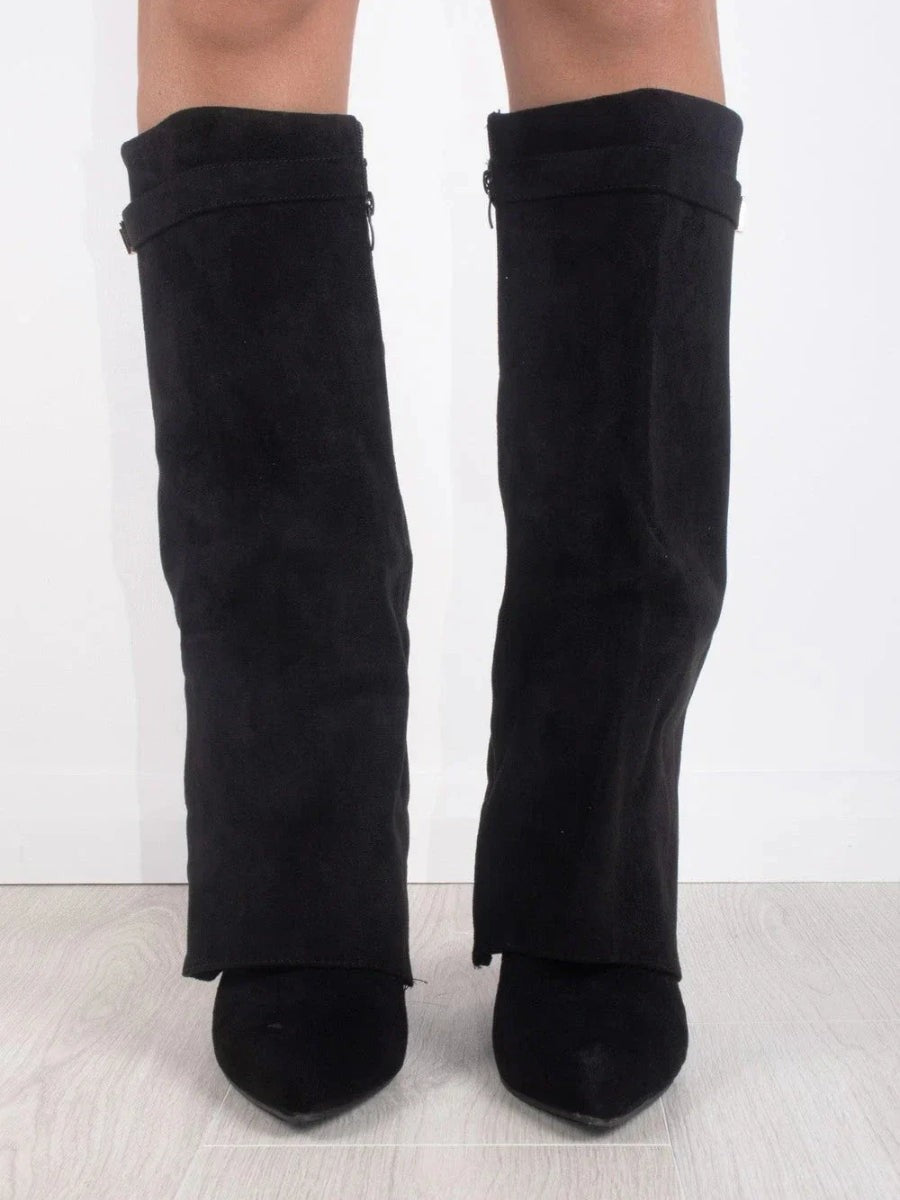 Bottes en daim beige pour femme avec fermoir doré
