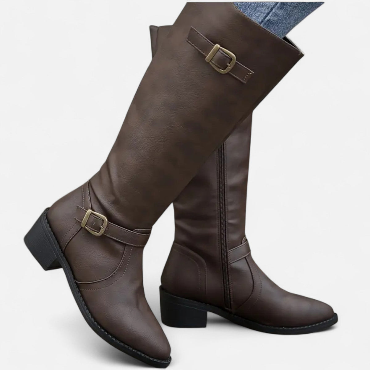 Bottes hautes femme à bout pointu, effet cuir