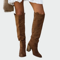 Bottes hautes orthopédiques en daim marron pour femme