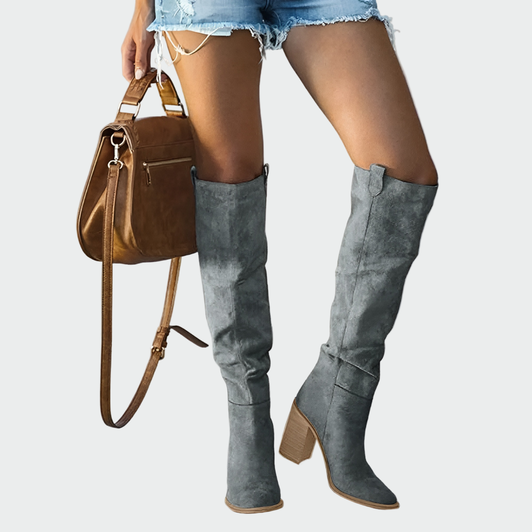Bottes hautes orthopédiques en daim marron pour femme