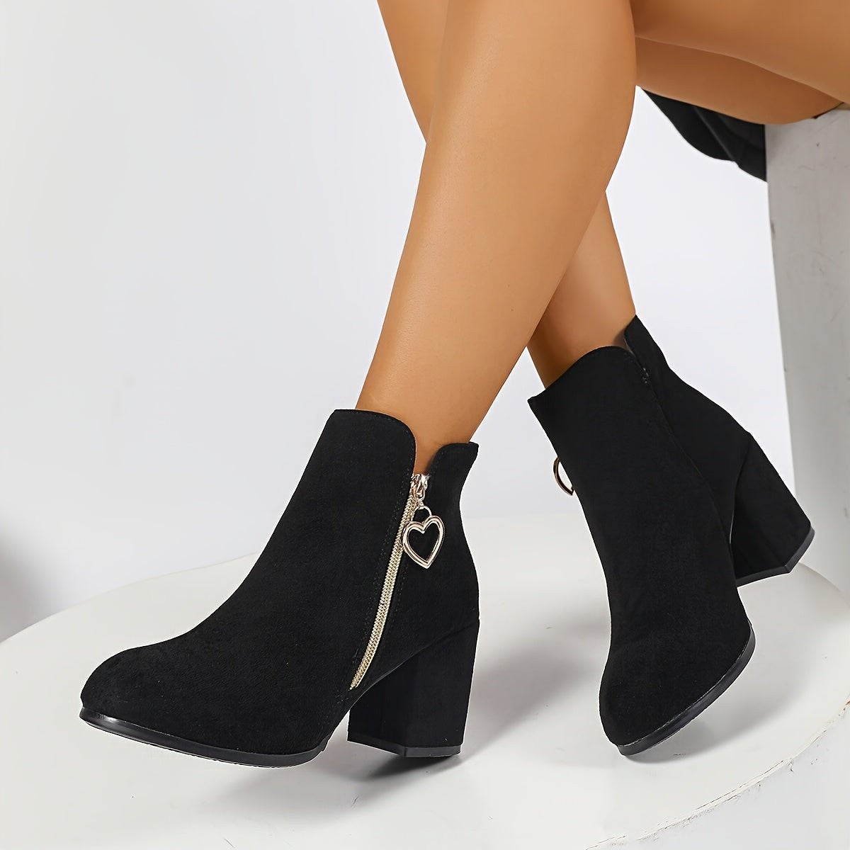 Bottine intemporelle à talon carré pour femme, talon bloc affirmé