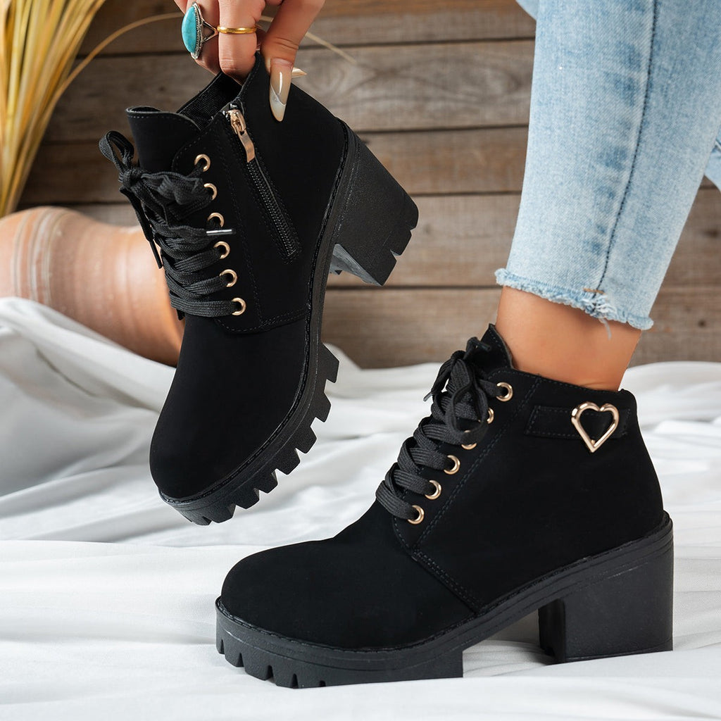 Bottines à talon bloc pour femme, Beige