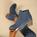 Bottines à talon bloc robuste et découpes raffinées pour femme