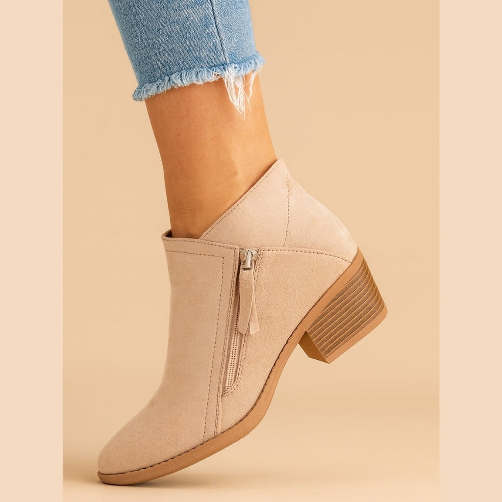 Bottines à talon carré et bout pointu zippées pour femme, Intemporelles