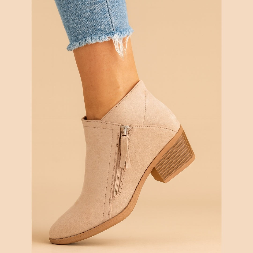 Bottines à talon carré et bout pointu zippées pour femme, Intemporelles