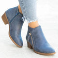 Bottines à talon carré et zip latéral pour femme, petit talon moderne