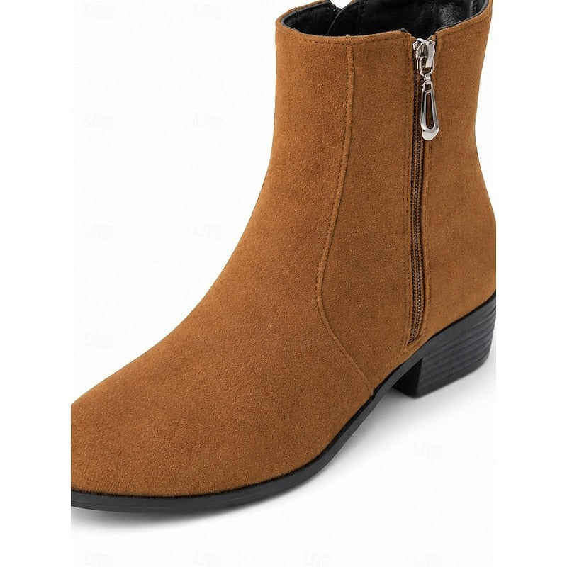 Bottines à talon carré et zip latéral pour femme