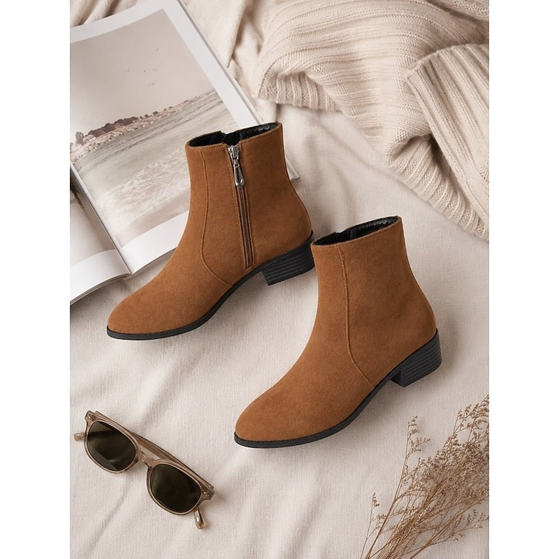 Bottines à talon carré et zip latéral pour femme