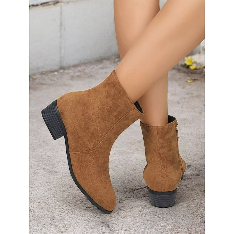 Bottines à talon carré et zip latéral pour femme