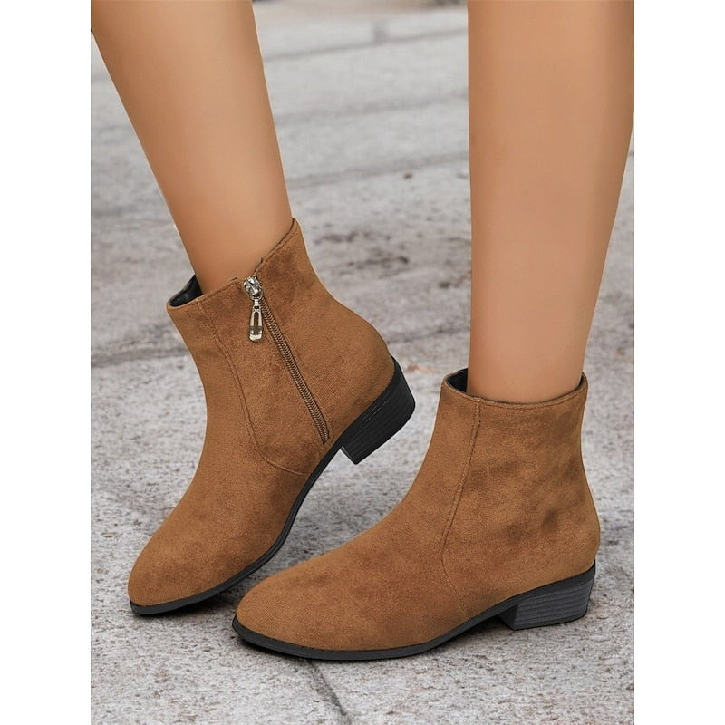 Bottines à talon carré et zip latéral pour femme