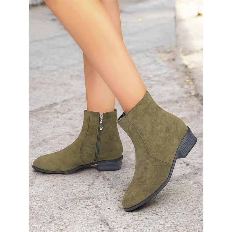 Bottines à talon carré et zip latéral pour femme