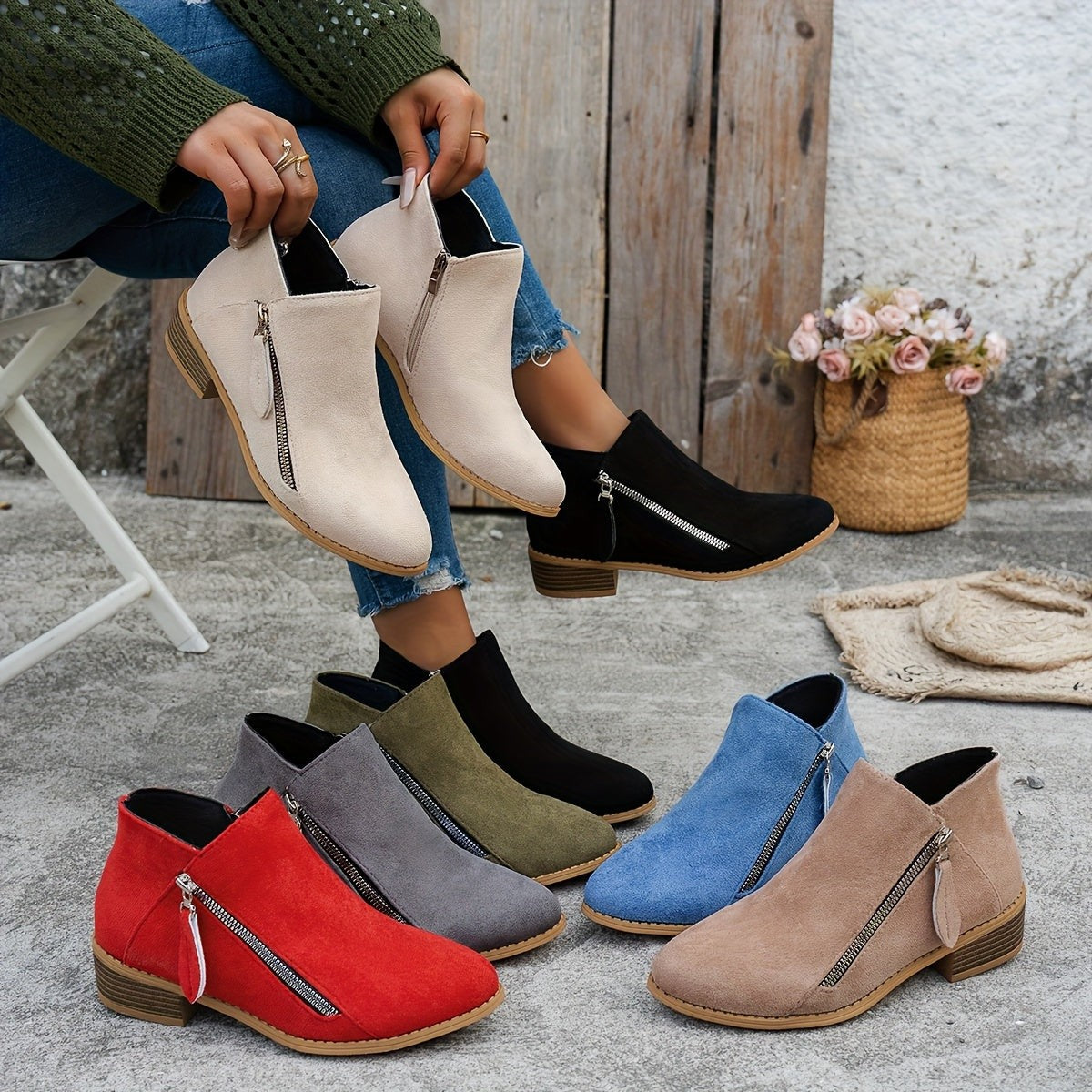 Bottines à zip latéral pour femme, Usage quotidien