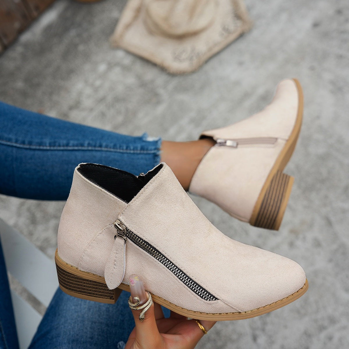 Bottines à zip latéral pour femme, Usage quotidien